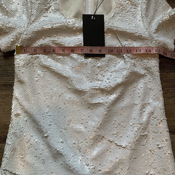 NWT Stylestalker White Sequin Asymmetrical Short Sleeved Mini Dress XS - Picture 5 of 10